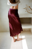 Kimberley Satin Skirt: Maroon