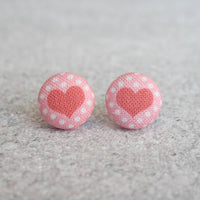 Love Fabric Button Earrings