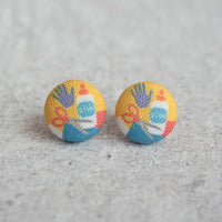 Back to School Fabric Button Earrings