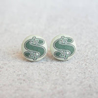 Money Fabric Button Earrings
