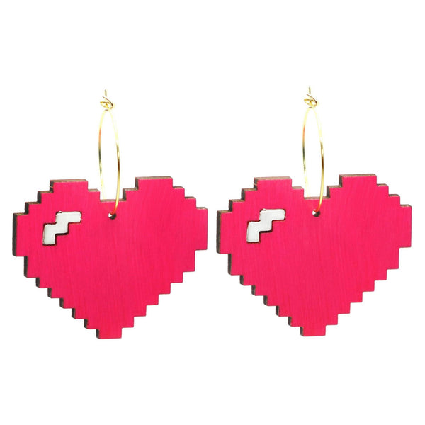 Pixelated Heart Hoop Earrings