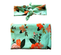 Mint Floral Swaddle Headband Set
